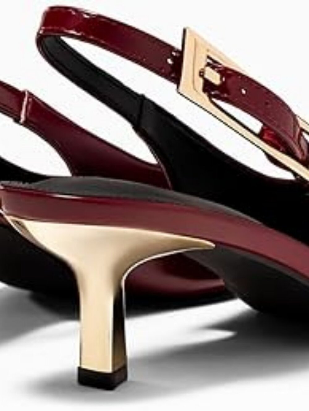 Women’s Slingback Kitten Heels – Closed Pointed Toe Buckle Strap Pumps Wedding - Picture 4 of 6